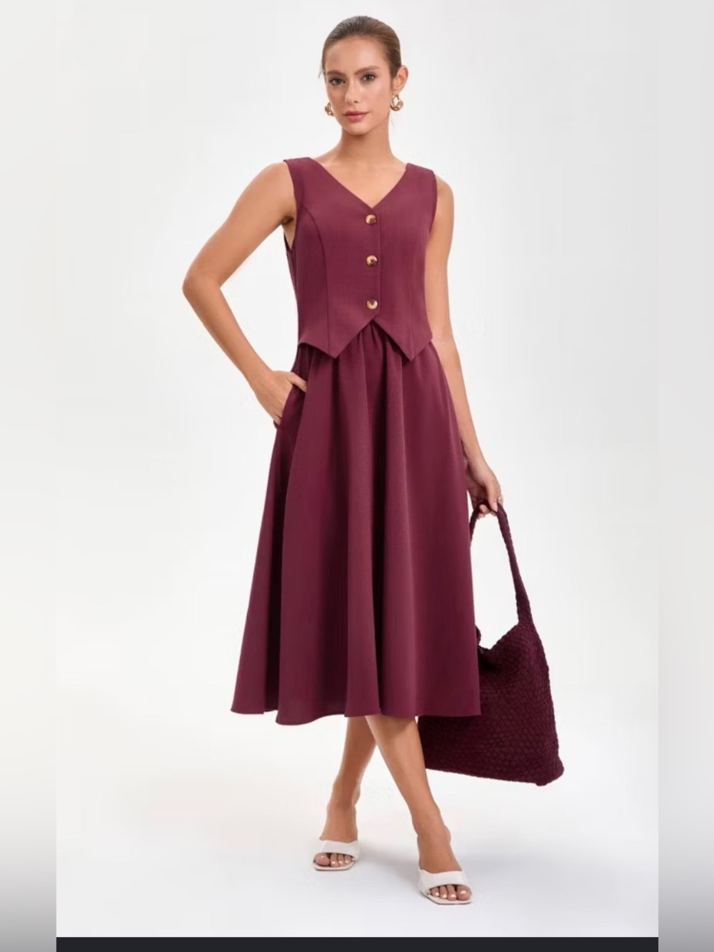 NWT A New Day burgundy a-line midi dress size L